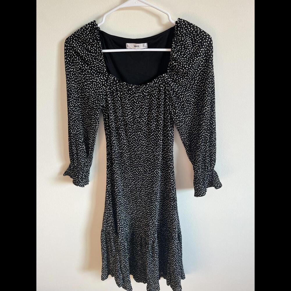Mango Polka Dot Ruched Dress